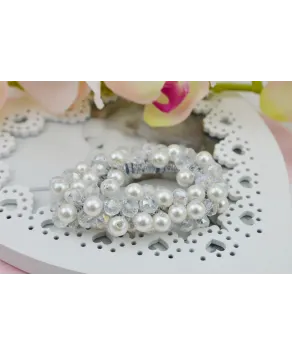 Gumki ozdobne do włosów z perełkami i kryształkami kolory