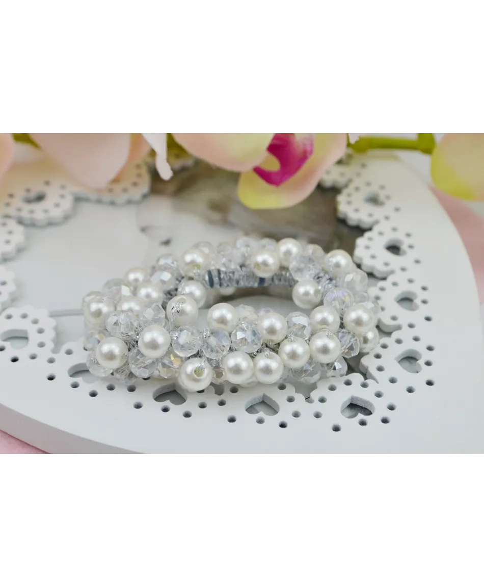 Gumki ozdobne do włosów z perełkami i kryształkami kolory