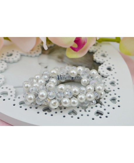 Gumki ozdobne do włosów z perełkami i kryształkami kolory