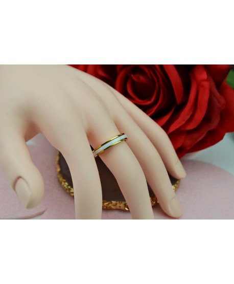 Pierścionek stal biało złota obrączka