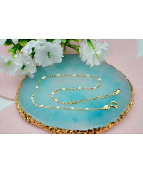 Bransoletka na kostkę stal z koralikami kolory