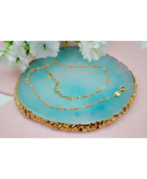 Bransoletka na kostkę stal z koralikami kolory