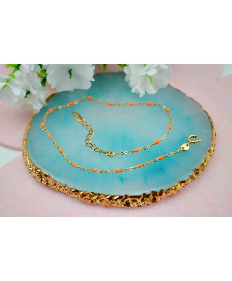 Bransoletka na kostkę stal z koralikami kolory