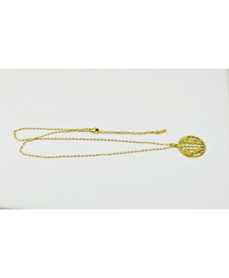 Naszyjnik stal złoty kula ziemska