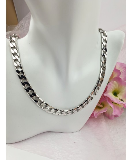 Łańcuch stal stalowy srebrny męski gruba pancerka 55 cm