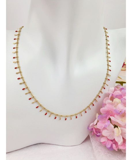 Choker stal złocona biały lub czerwony