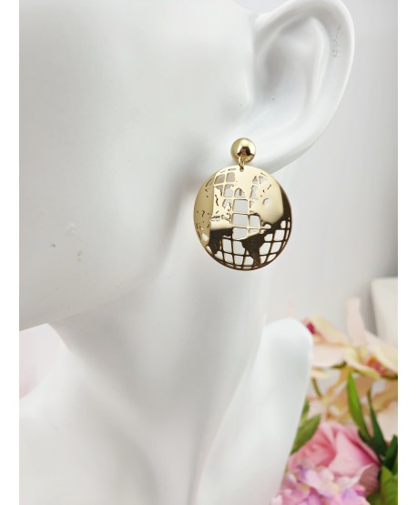 Kolczyki stal złota planeta Ziemia