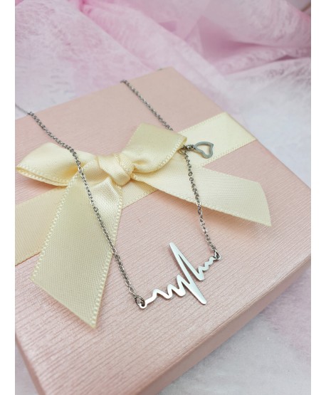 Naszyjnik stal srebrna linia życia