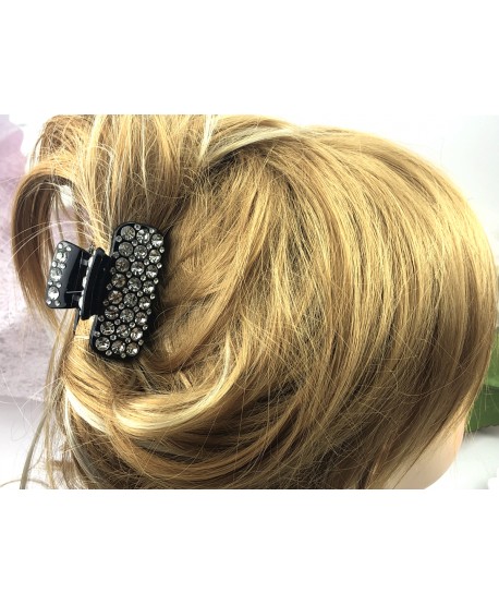 Spinka szczeka czarna ze srebrnymi cyrkoniami