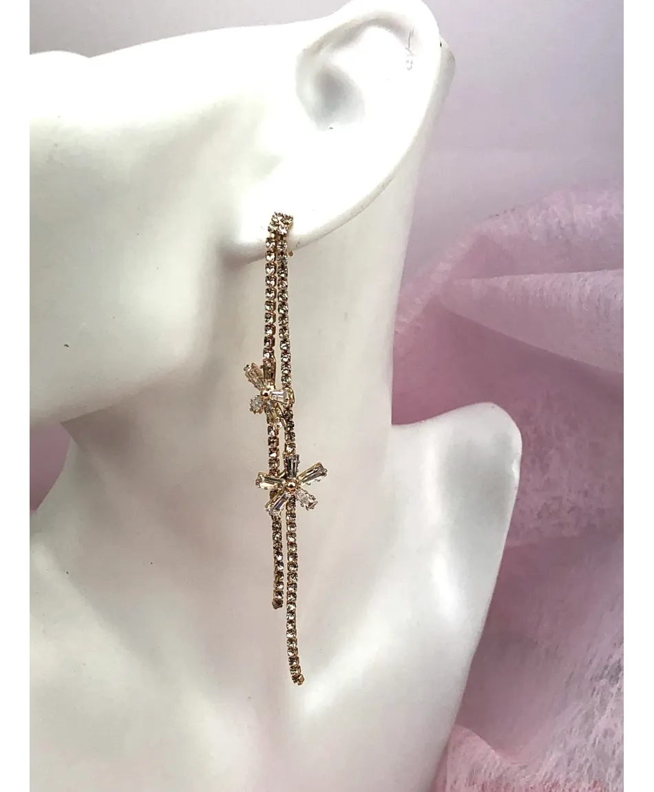 Kolczyki dżetowe złote lub srebrne z kwiatuszkami