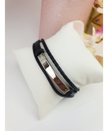 Bransoletka męska czarna z trzech paseczków