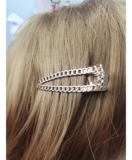 Spinka klips złoty z łańcuszkiem