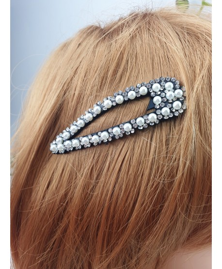 Spinka ozdobny pyk z perełkami i cyrkoniami