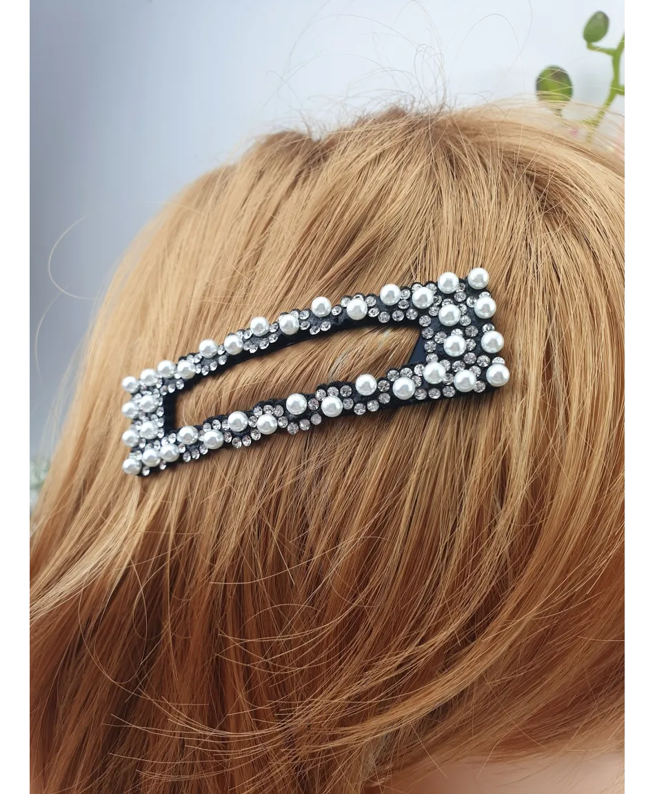 Spinka ozdobny pyk z perełkami i cyrkoniami