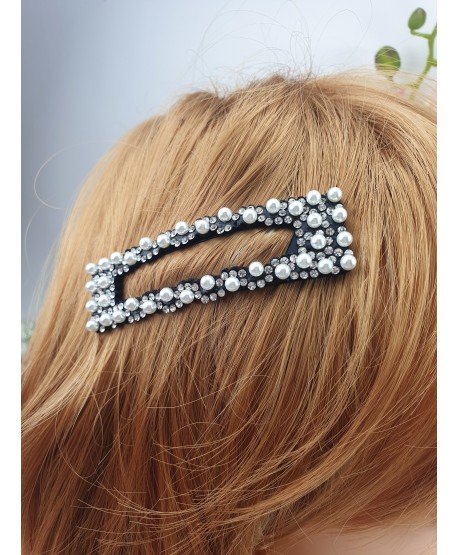 Spinka ozdobny pyk z perełkami i cyrkoniami