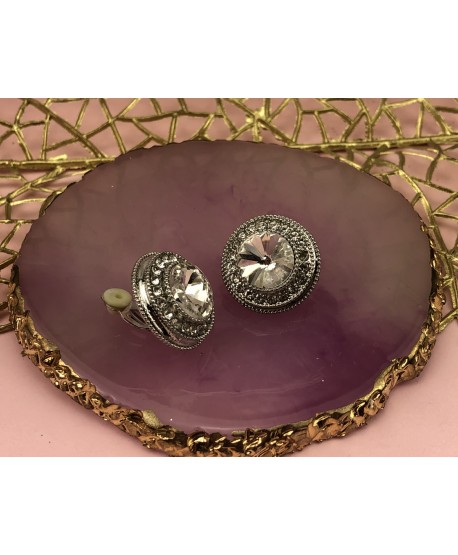 Klipsy srebrne duże oczko