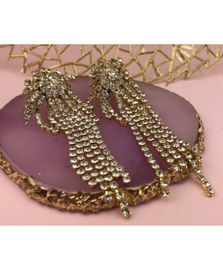 Klipsy długie wieczorowe złote/srebrne