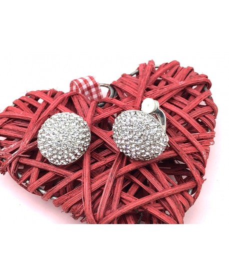 Klipsy srebrne okrągłe wysadzane dżetami