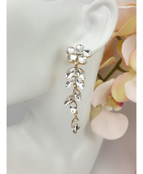 Kolczyki kwiaty długie białe