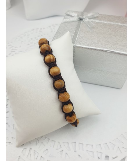 Bransoletka różaniec na brązowym sznurku