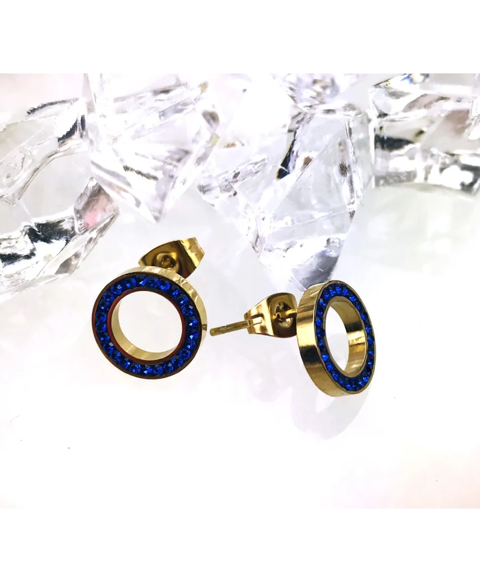 Kolczyki kółeczka z kryształkami w różnych kolorach