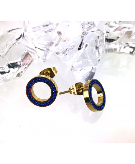 Kolczyki kółeczka z kryształkami w różnych kolorach