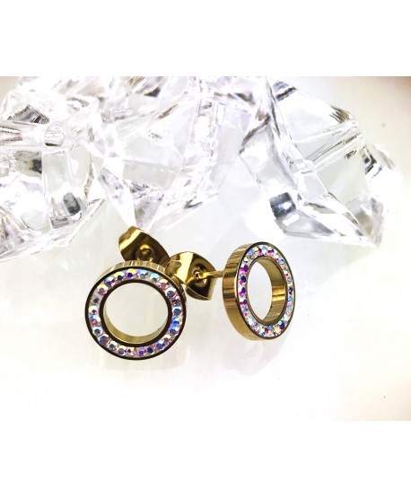 Kolczyki kółeczka z kryształkami w różnych kolorach