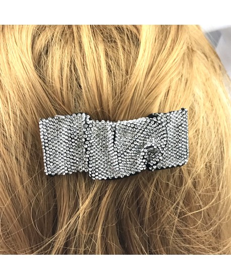 Spinka ozdobna pyk czarna ze srebrnymi cyrkoniami