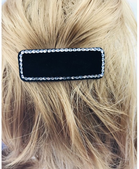 Spinka pyk czarna welurowa z kryształkami