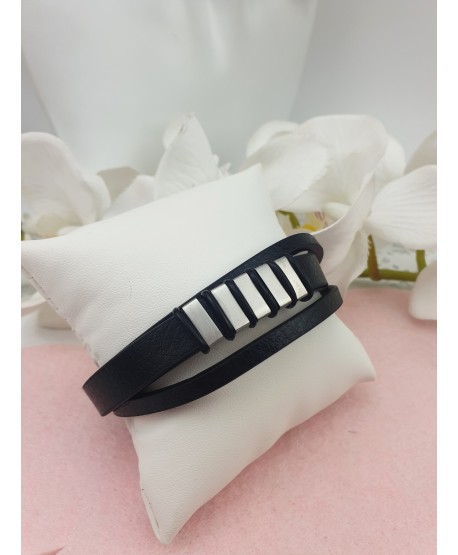 Bransoletka męska potrójna z blaszką