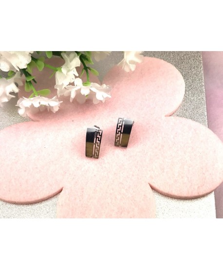 Kolczyki stal srebrne gładkie wzór grecki