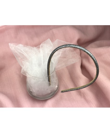 Opaska brokatowa ciemno szara