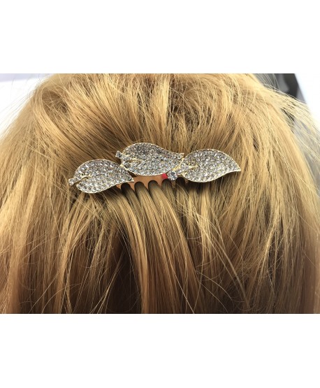 Ozdobny grzebień złoty z listkami