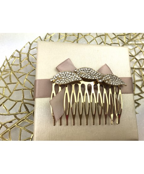 Ozdobny grzebień złoty z listkami
