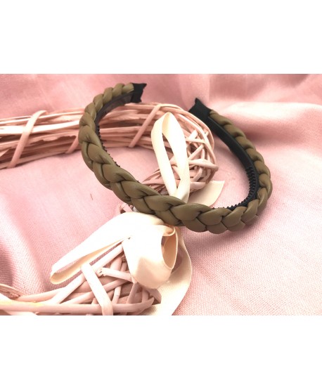 Opaska warkocz ze skóry ekologicznej