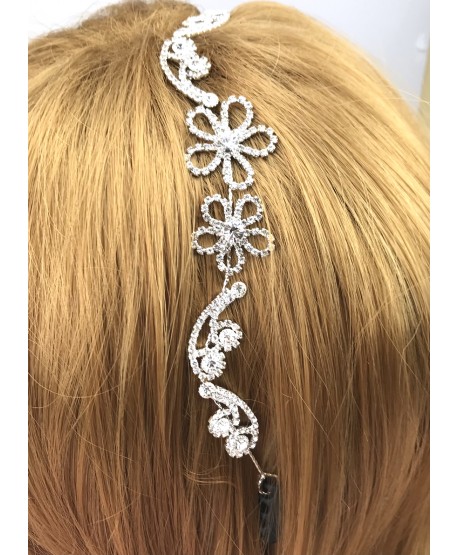 Ozdoba na druciku srebrna z kwiatkami