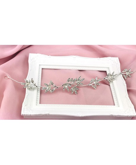 Srebrna ozdoba do włosów na druciku w kształcie listków