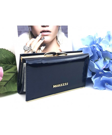 Portfel damski skórzany granatowy