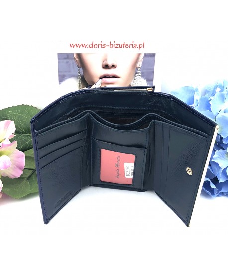 Portfel damski skórzany granatowy