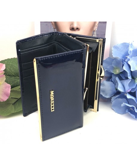 Portfel damski skórzany granatowy