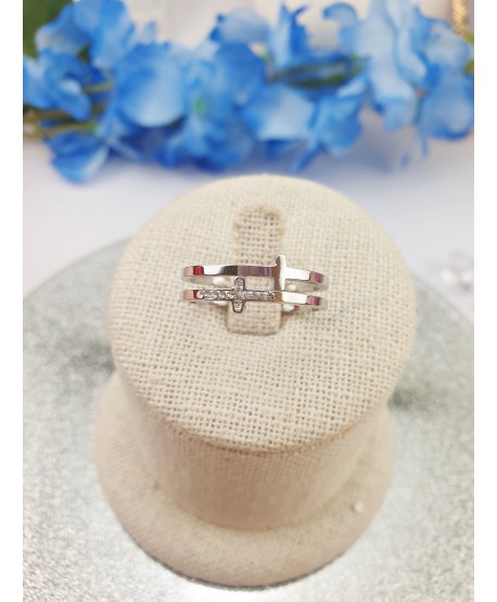 Pierścionek stal z krzyżykami