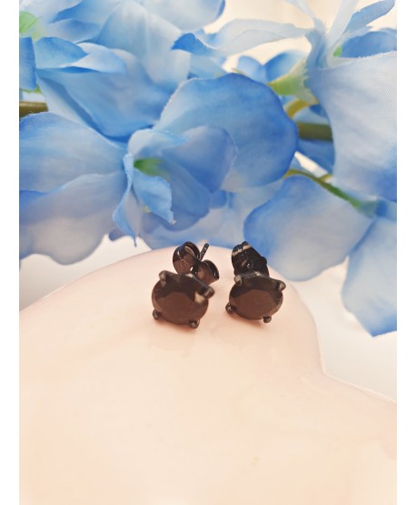 Kolczyki stal czarne cyrkonie