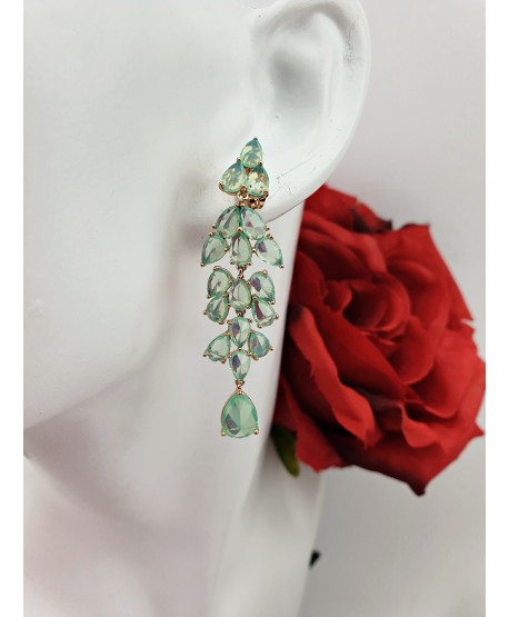 Kolczyki stal złote- zielone listki