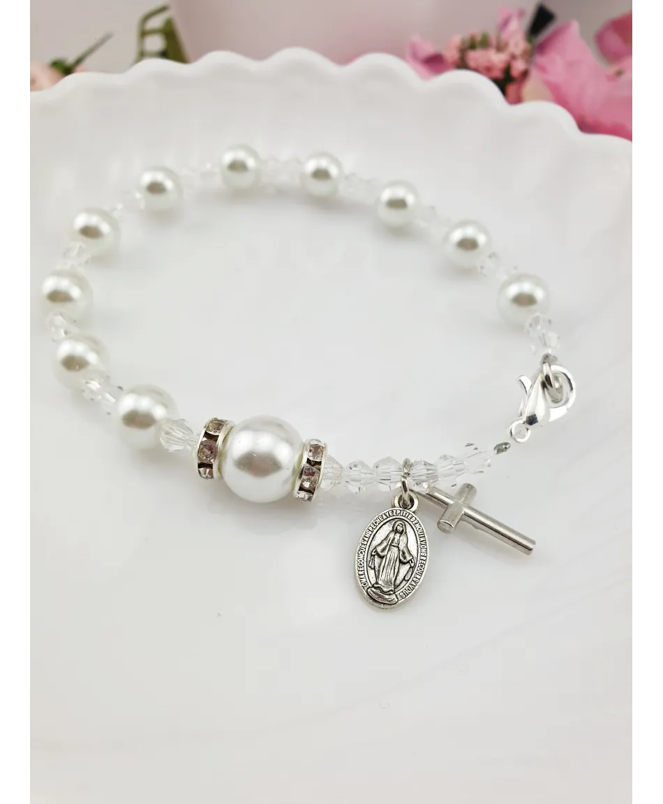 Bransoletka różaniec z dodatkiem perełek