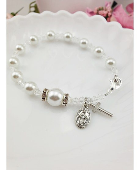 Bransoletka różaniec z dodatkiem perełek