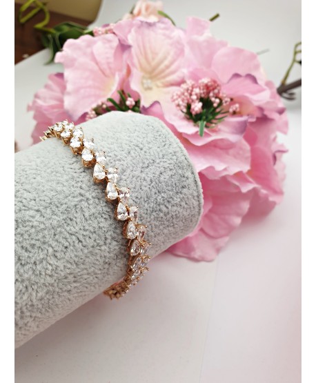 Bransoletka stal złota podwójne  łezki