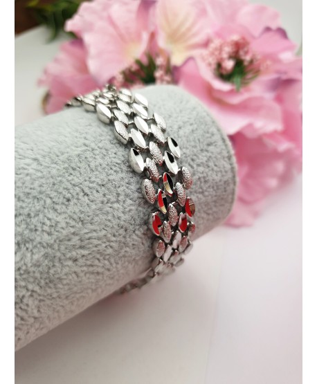 Bransoletka stal srebrna szeroka