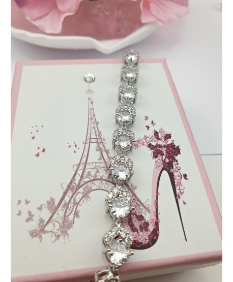 Bransoletka stal srebrna bogato zdobiona