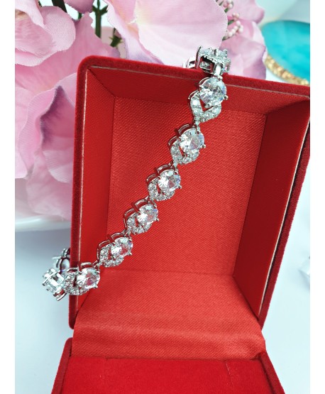 Bransoletka stal srebrna bogato zdobiona