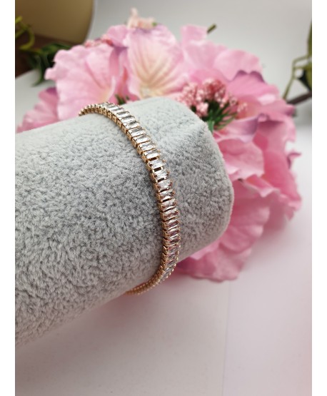 Bransoletka stal złota z prostokątnymi kryształkami